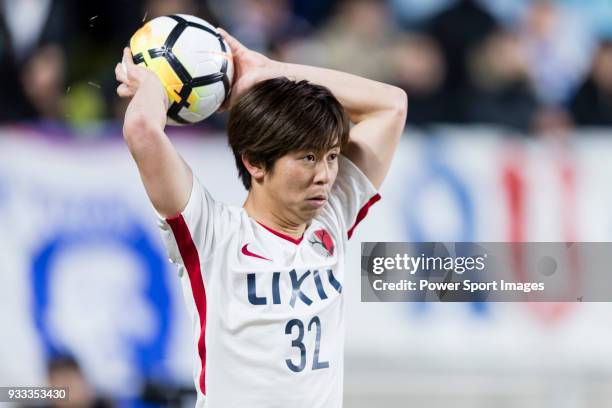 Koki Anzai of Kashima Antlers in action during the AFC Champions League 2018 Group H match between Suwon Samsung Bluewings and Kashima Antlers at...