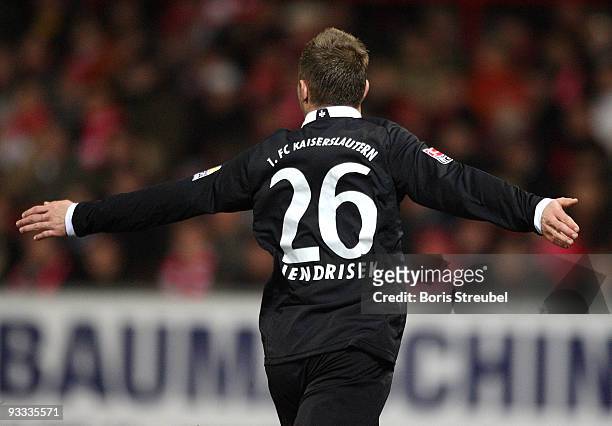 Erik Jendrisek of Kaiserslautern celebrates the second goal during the Second Bundesliga match between 1. FC Union Berlin and 1. FC Kaiserslautern at...