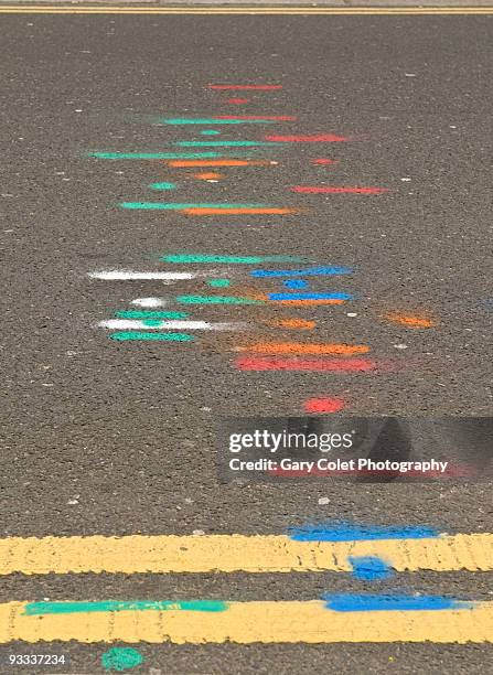 road work utility markings - gary colet stock pictures, royalty-free photos & images