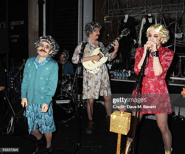 Mike Fielding, Julian Barratt and Noel Fielding of the Mighty Boosh attend the Stella McCartney Christmas party as the Stella McCartney Store...