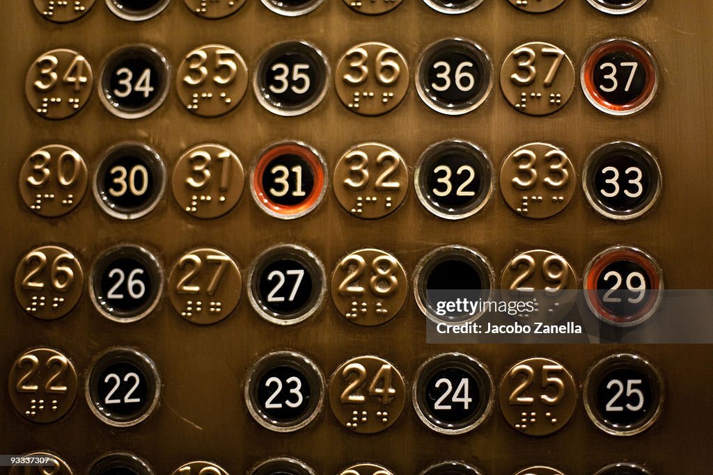 Detail of old elevator panel