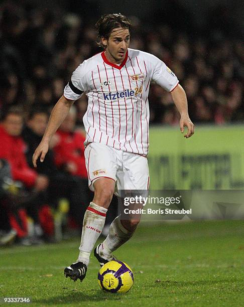 Bernd Gerd Rauw of Berlin runs with the ball during the Second Bundesliga match between 1. FC Union Berlin and 1. FC Kaiserslautern at the stadium An...