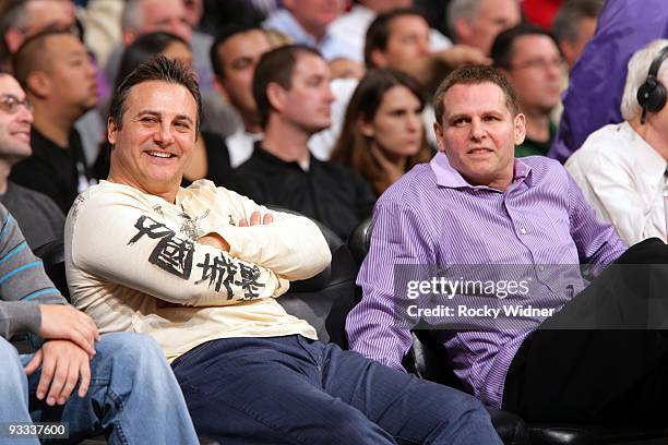 Sacramento Kings co-owners Gavin Maloof and Joe Maloof sit court side during the game against the Oklahoma City Thunder at Arco Arena on November 10,...