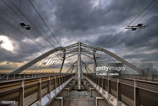 symmetrical bridge - roevin stock pictures, royalty-free photos & images