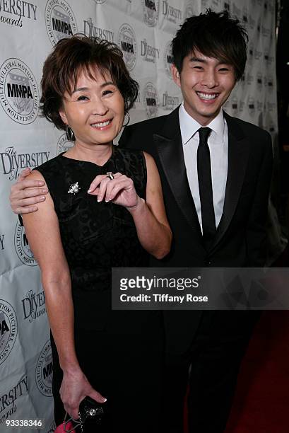 Actor Justin Chon and his mother Kyung Chon attend the 17th Annual Diversity Awards Gala on November 22, 2009 in Los Angeles, California.