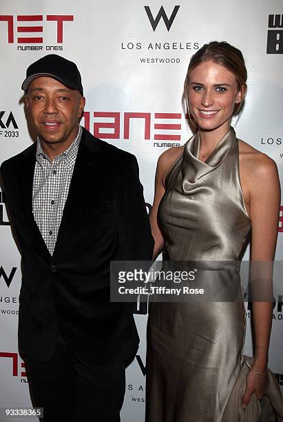 Russell Simmons and Julie Henderson arrive at Janet Jackson's Number Ones American Music Awards After Party at the Whiskey Blue on November 22, 2009...
