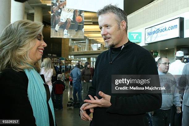 Greg Miller CEO Larry H. Miller and the Utah Jazz gives an interview to the media during the We Care - We Share, a Thanksgiving dinner celebration...