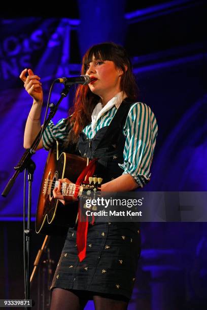 Lisa Mitchell performs on stage as part of Mencap's Little Voice Sessions at the Union Chapel on November 23, 2009 in London, England.