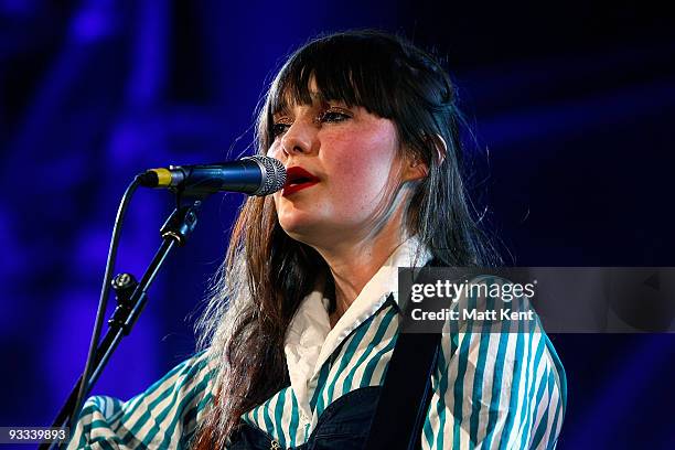 Lisa Mitchell performs on stage as part of Mencap's Little Voice Sessions at the Union Chapel on November 23, 2009 in London, England.