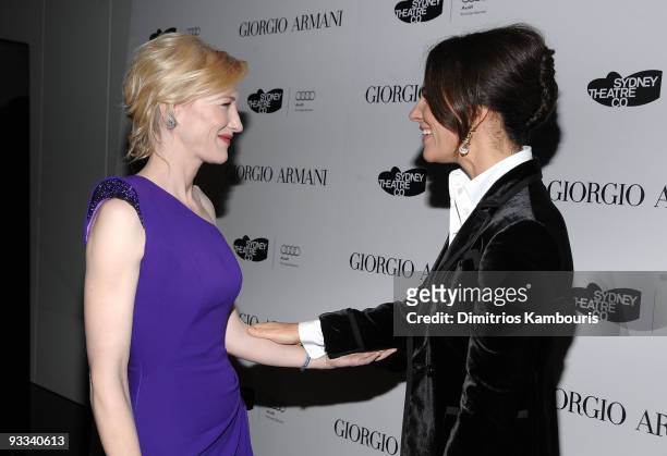 Actress Cate Blanchett and Roberta Armani attend a welcome dinner for the Sydney Theatre Company at Armani Ristorante on November 23, 2009 in New...