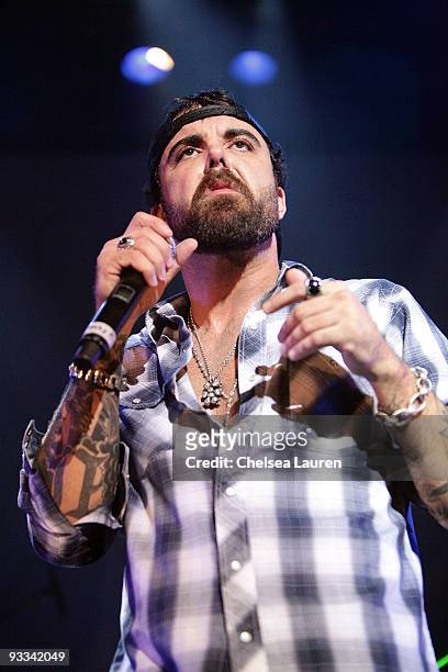 Singer / songwriter Franky Perez performs at the Los Angeles Youth Network benefit rock concert at Avalon on November 22, 2009 in Hollywood,...