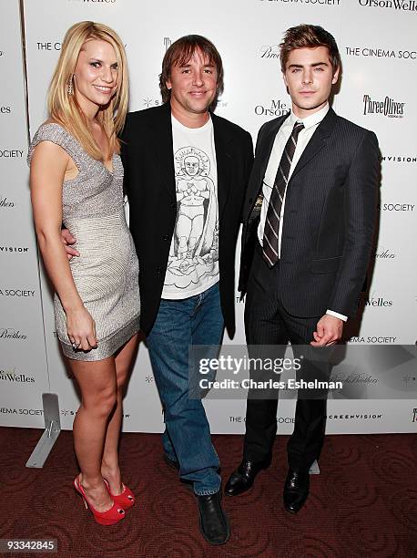 Actress Claire Danes, director Richard Linklater and actor Zac Efron attend a screening of "Me And Orson Welles" hosted by the Cinema Society,...