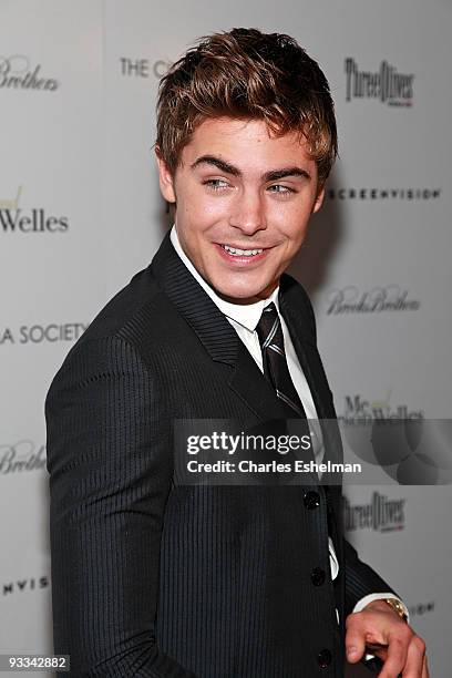 Actor Zac Efron attends a screening of "Me And Orson Welles" hosted by the Cinema Society, Screenvision and Brooks Brothers at Clearview Chelsea...