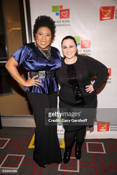 Singer Melinda Doolittle and actress Nikki Blonsky attend Rosie's Broadway Extravaganza at the Palace Theatre on November 23, 2009 in New York City.