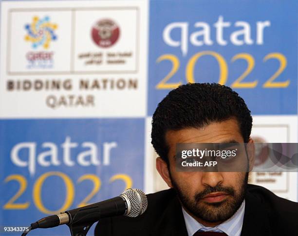 Hassan Abdulla Al Thawadi, the Chief Executive Officer of the Qatar World Cup 2022 bid committee, attends a news conference anouncing former Saudi...