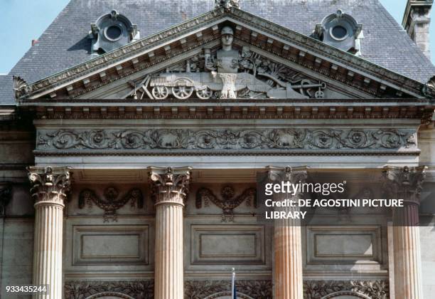 Tympanum on the south wing facade of Chambery castle, Provence-Alpes-Cote d'Azur, France, 19th century.