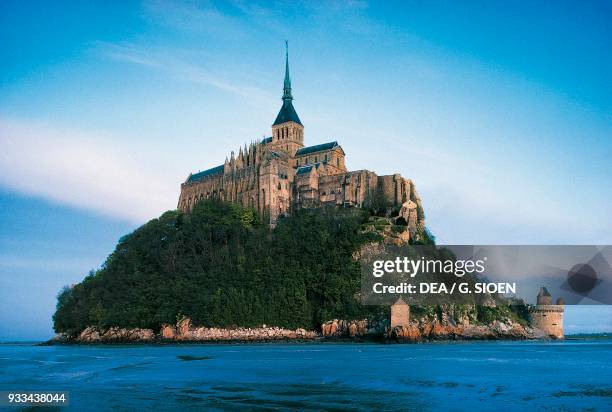 View of Le Mont-Saint-Michel , high tide, Normandy, France.