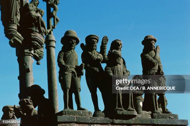 Jesus being mocked by five guards, Calvary at Plougastel-Daoulas, 1602-1604, sculptures by the Maitre de Plougastel, Brittany. France, 17th century.