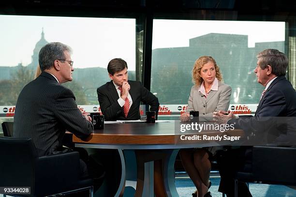 Senator Tom Coburn , Congresswomen Marsha Blackburn , Representative Debbie Wasserman Schultz and Senator Ben Nelson talk with George Stephanopoulos...