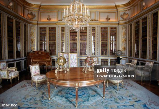 The library of Louis XVI in the King's interior apartments, Palace of Versailles , Ile-de-France. France, 18th century.
