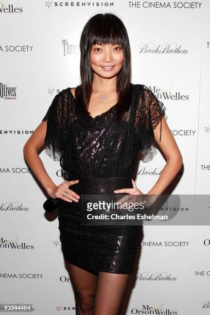 Model Irina Pantaeva attends a screening of "Me And Orson Welles" hosted by the Cinema Society, Screenvision and Brooks Brothers at Clearview Chelsea...