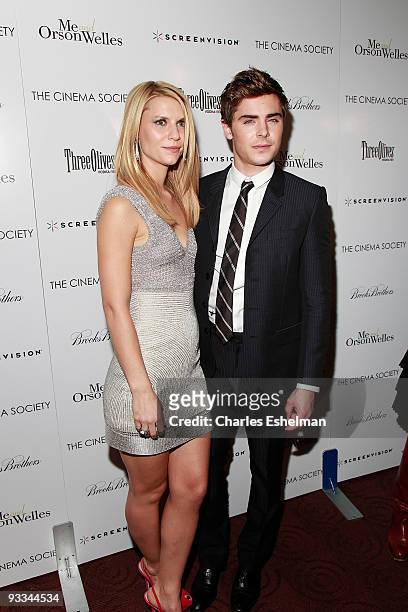 Actors Claire Danes and Zac Efron attend a screening of "Me And Orson Welles" hosted by the Cinema Society, Screenvision and Brooks Brothers at...