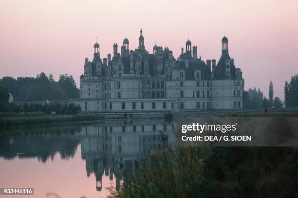 View of Chateau of Chambord, 1519-1547, Loire valley Centre-Val de Loire. France, 16th century.