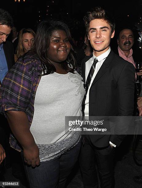 Actors Gabby Sidibe and Zac Efron attend the after party for The Cinema Society with Screenvision & Brooks Brothers screening of "Me And Orson...