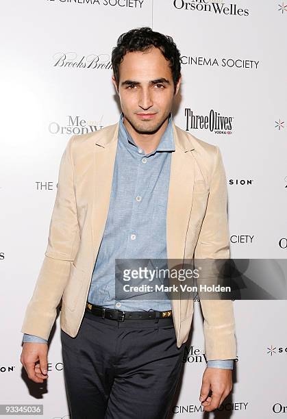 Designer Zac Posen attends The Cinema Society with Screenvision & Brooks Brothers screening of "Me And Orson Welles" at Clearview Chelsea Cinemas on...