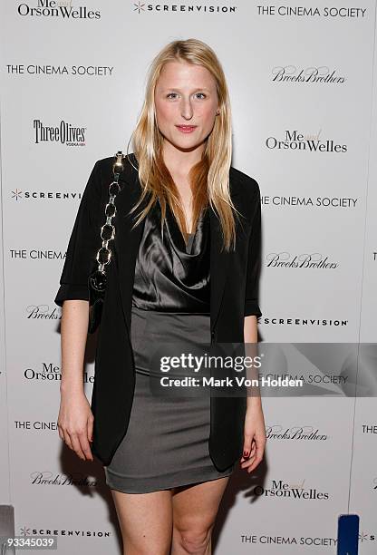 Actress Mamie Gummer attends The Cinema Society with Screenvision & Brooks Brothers screening of "Me And Orson Welles" at Clearview Chelsea Cinemas...