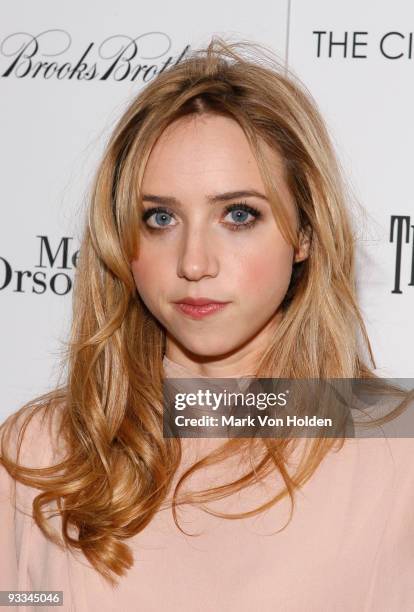 Zoe Kazan attends The Cinema Society with Screenvision & Brooks Brothers screening of "Me And Orson Welles" at Clearview Chelsea Cinemas on November...