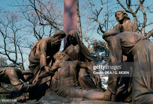 Jesus is taken down from the cross, Station XIII, Way of the Cross, Lourdes, Languedoc-Roussillon-Midi-Pyrenees, France.