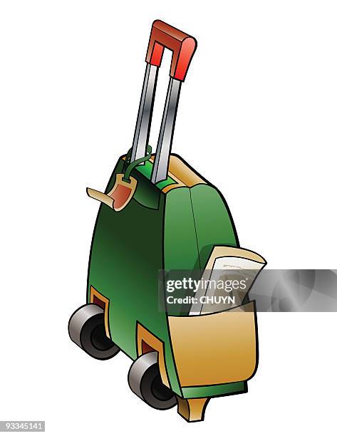 traveler suitcase - pulling suitcase stock illustrations