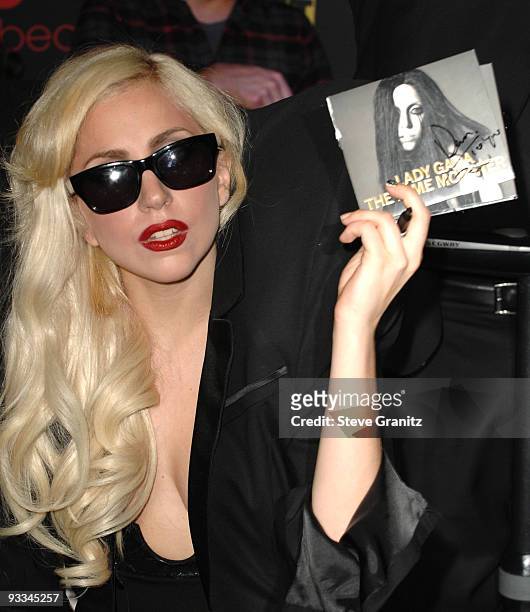 Singer Lady Gaga appears at In-Store Appearance at Best Buy on November 23, 2009 in Los Angeles, California.