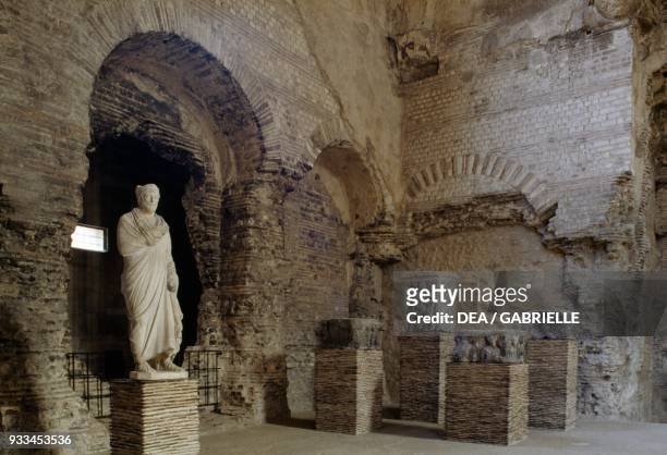 Interior of the Roman baths in the Cluny museum, Paris, Ile-de-France, France.