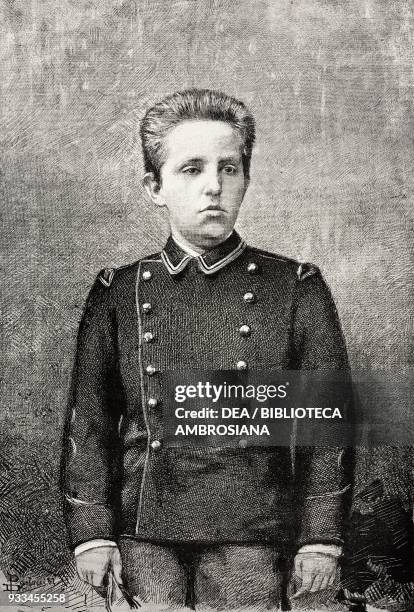 Portrait of Prince of Naples, future King Victor Emmanuel III of Italy , engraving from L'IIllustrazione Italiana, no 48, November 26, 1882.