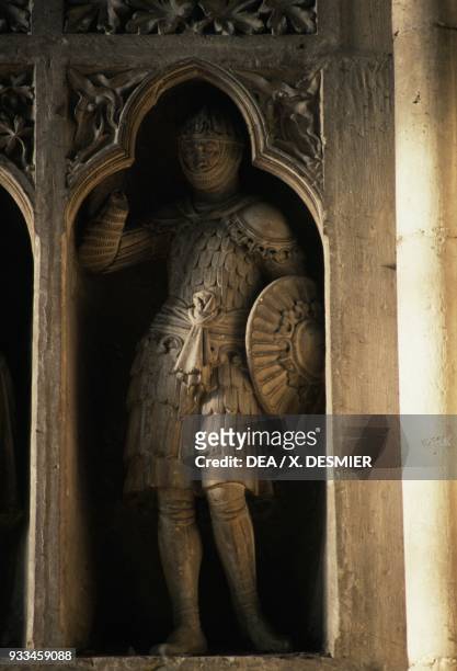 Warrior, statue, Cathedral of Notre-Dame , Reims, Champagne-Ardennes, France, 13th century.