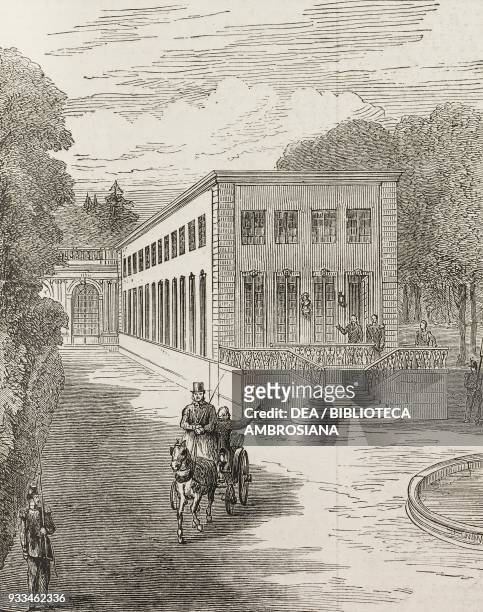 Trianon-sous-Bois, where marshal Francois Achille Bazaine is detained as prisoner, Versailles, France, illustration from the magazine The Illustrated...