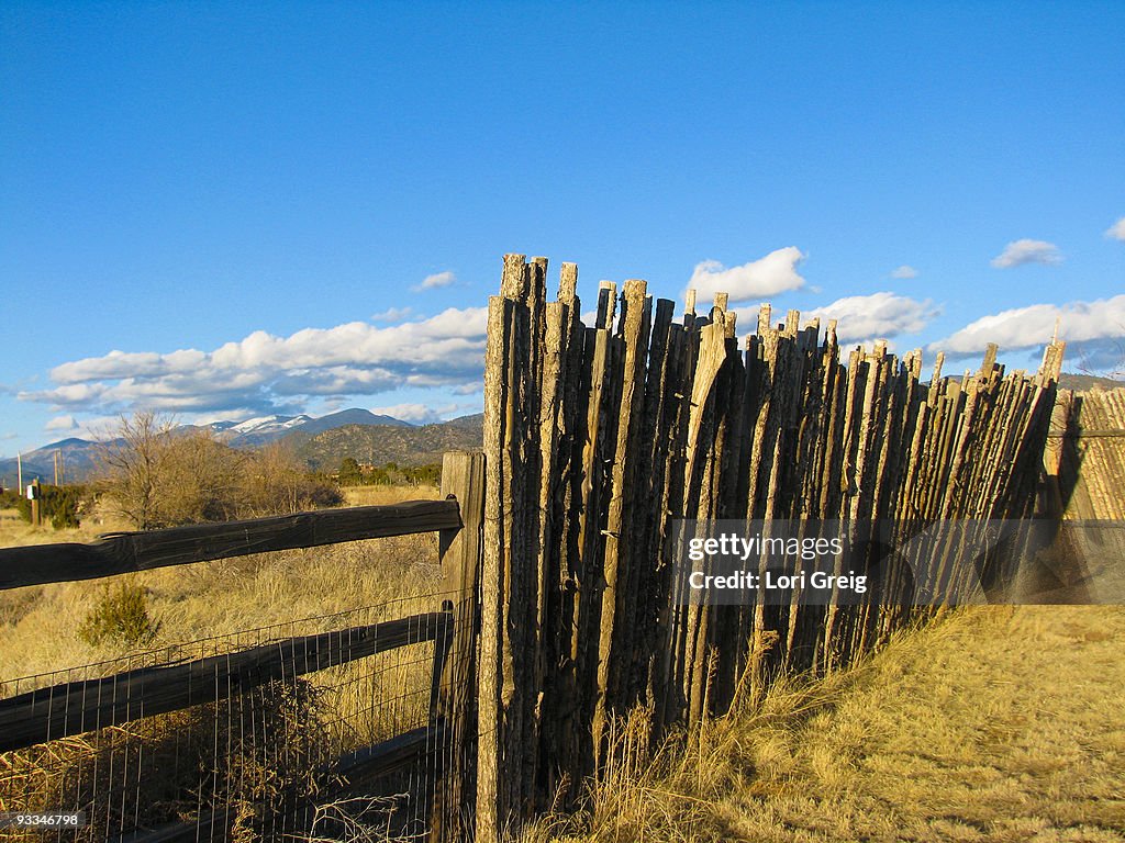 Coyote fence on a Santa Fe ranch