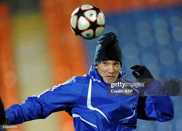 Andriy Shevchenko of Dinamo Kiev participates in a training session in Kazan on November 23, 2009. Dinamo Kiev are set to play the UEFA Champions...