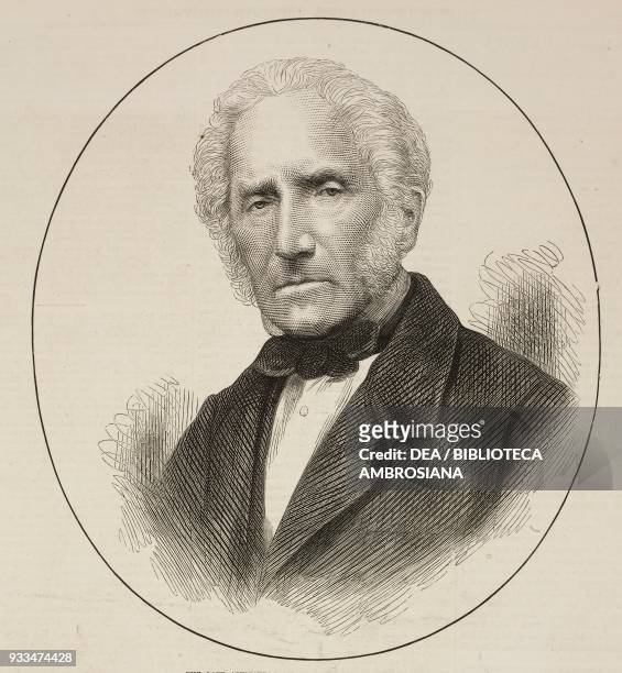 Portrait of Alessandro Manzoni , Italian poet and novelist, illustration from the magazine The Illustrated London News, volume LXII, June 21, 1873.