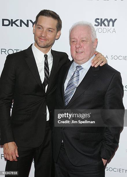 Actor Tobey Maguire and Director Jim Sheridan attend the Cinema Society and DKNY Men screening of "Brothers" at the SVA Theater on November 22, 2009...
