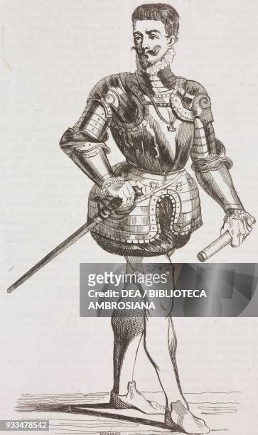 John of Austria , Spanish military leader and diplomat, commander of the fleet of the Holy League at the Battle of Lepanto in 1571, engraving from...