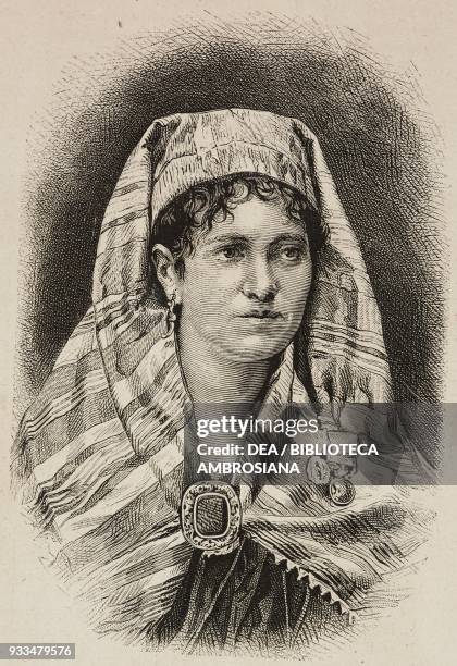 Portrait of the Belgian traveller Carla Serena , engraving from L'IIllustrazione Italiana, no 3, January 15, 1882.