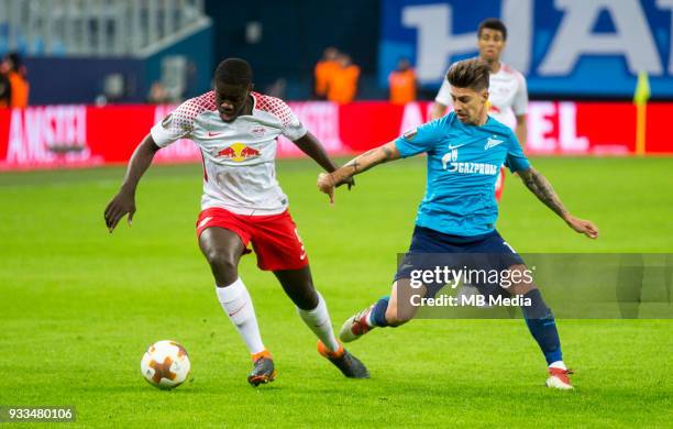 Russia, Saint Petersburg, Saint Petersburg Stadium. UEFA Europa League 2017/18, Round of 16, Second leg, Zenit "u2014 RB Leipzig. RB Leipzig's Dayot...