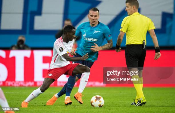 Russia, Saint Petersburg, Saint Petersburg Stadium. UEFA Europa League 2017/18, Round of 16, Second leg, Zenit "u2014 RB Leipzig. RB Leipzig's Bruma...