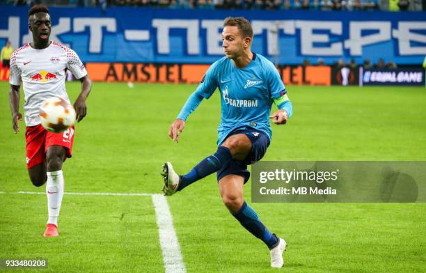 Russia, Saint Petersburg, Saint Petersburg Stadium. UEFA Europa League 2017/18, Round of 16, Second leg, Zenit "u2014 RB Leipzig. RB Leipzig's...