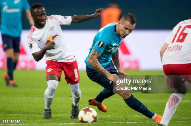 Russia, Saint Petersburg, Saint Petersburg Stadium. UEFA Europa League 2017/18, Round of 16, Second leg, Zenit "u2014 RB Leipzig. RB Leipzig's Naby...