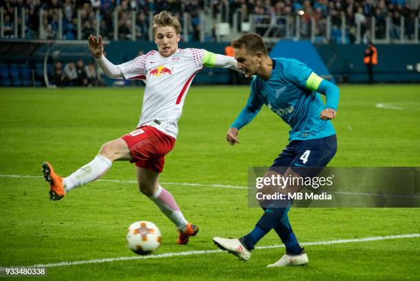 Russia, Saint Petersburg, Saint Petersburg Stadium. UEFA Europa League 2017/18, Round of 16, Second leg, Zenit "u2014 RB Leipzig. RB Leipzig's Emil...