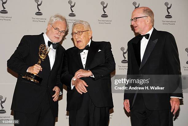 Prof. Markus Schachter, Dr. Henry Kissinger and President and CEO of the International Academy of Television Arts & Sciences Bruce Paisner attend the...